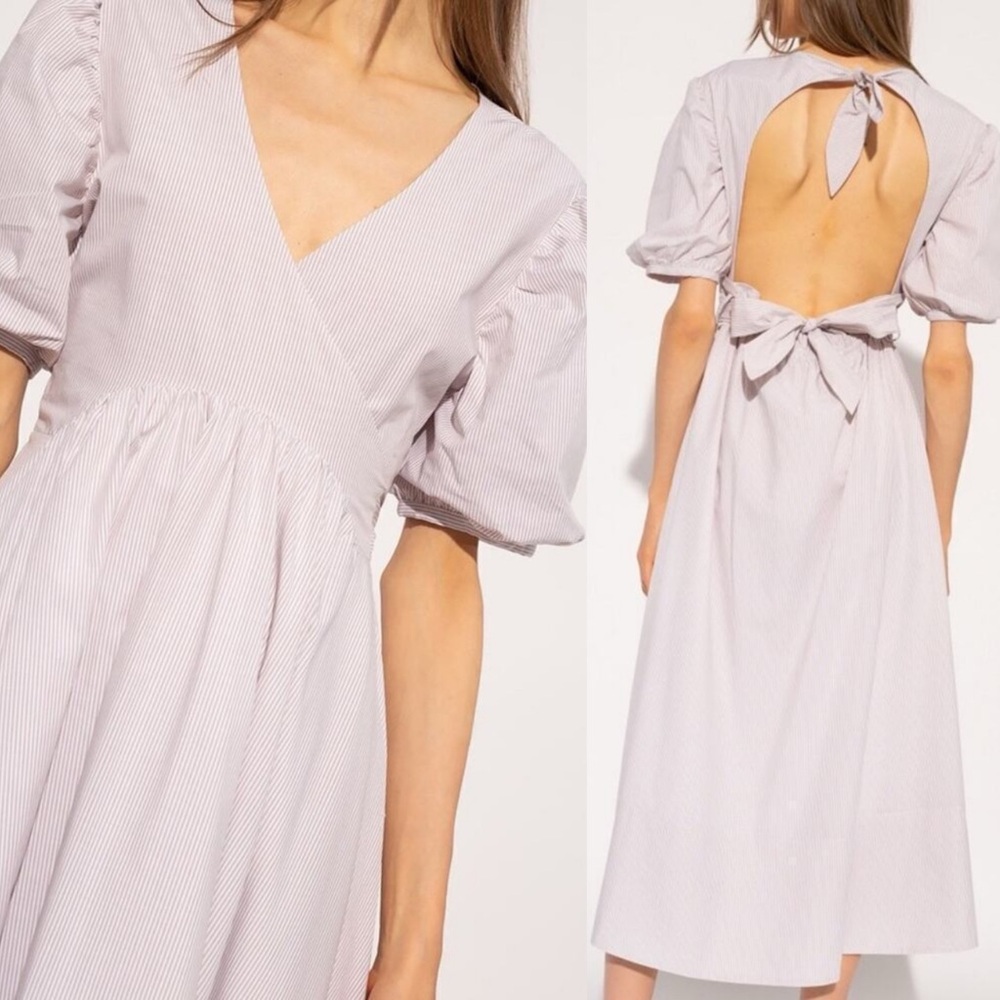 Birgitte Herskind Lola Dress Wrap Midi Desert Stribe Stripe $338 NWT Size 34 (4)